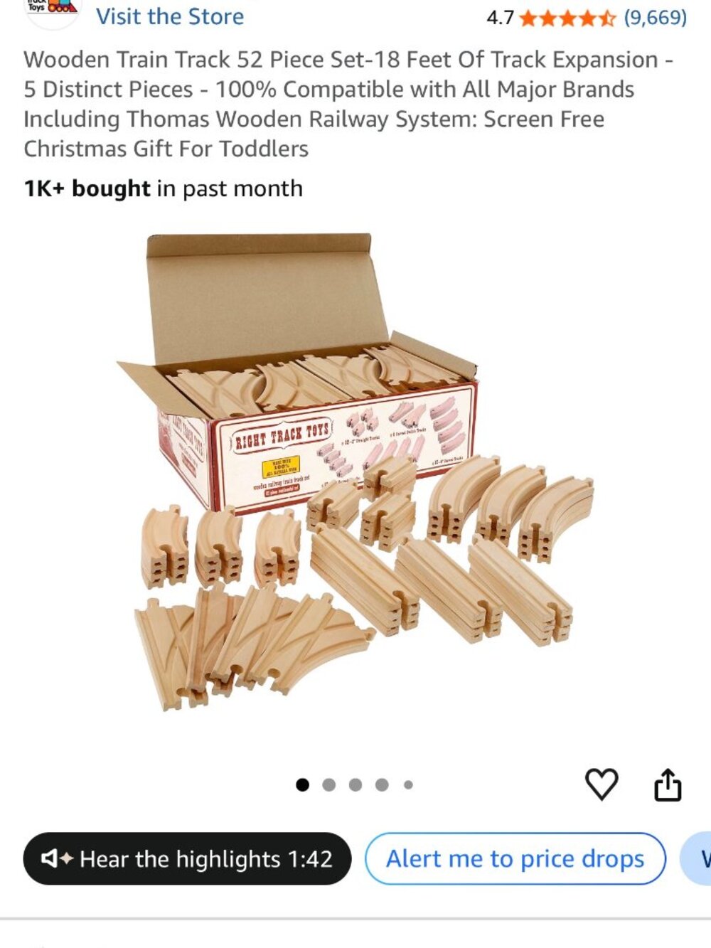 Right Track Toys 52pc Wooden Train Track Set COMPLETE Thomas Compatible